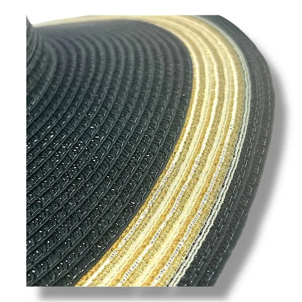 Black and Gold Metallic Elegant Wide-Brimmed Hat SUN N SAND SUNHAT